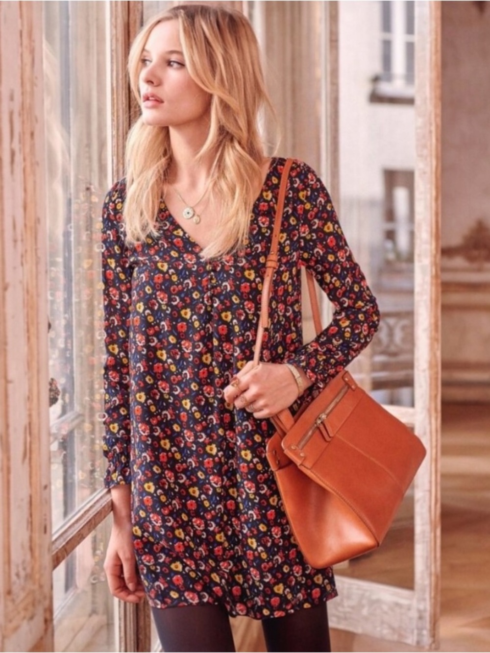 Sezane Carmen Black Floral Poppy Mini Flowy Dress Size 36 / 4